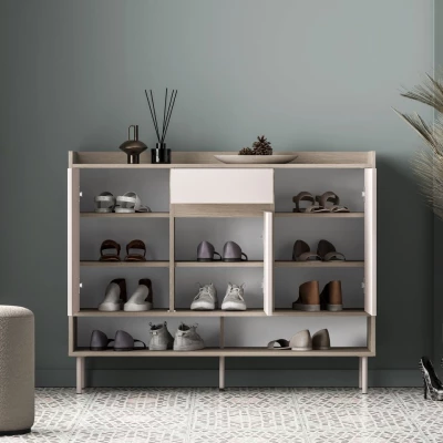 Schuhschrank mit Türen RENATE - Eiche Cremona / Kaschmir
