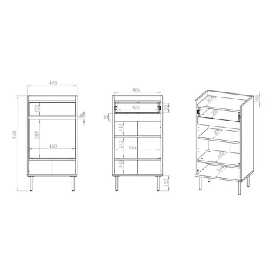Schuhschrank mit Tür und Schublade RENATE - Cremona Eiche / Kaschmir