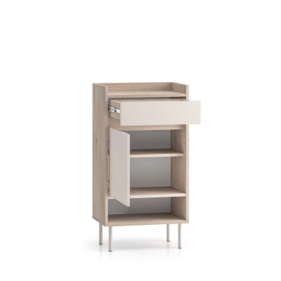 Schuhschrank mit Tür und Schublade RENATE - Cremona Eiche / Kaschmir