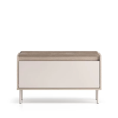 Sitzender Klappschuhschrank RENATE – Eiche Cremona / Kaschmir / Beige