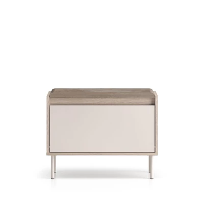 Klappbarer Schuhständer mit Sitzbank RENATE – Cremona-Eiche / Kaschmir / Beige