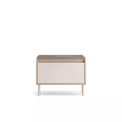 Klappbarer Schuhständer mit Sitzbank RENATE – Cremona-Eiche / Kaschmir / Beige
