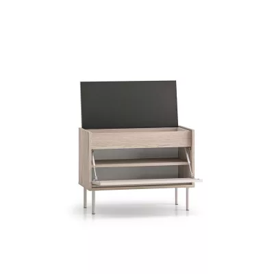 Klappbarer Schuhständer mit Sitzbank RENATE – Cremona-Eiche / Kaschmir / Beige