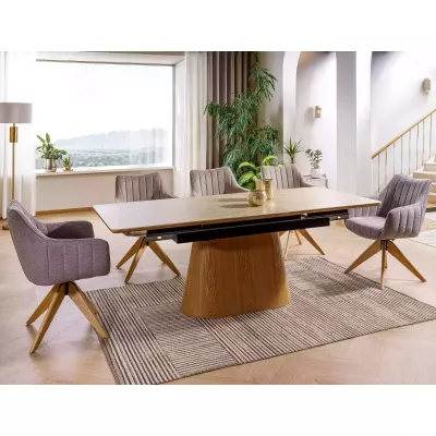Ausziehbarer Esstisch 160(200)x90 VALMIR - Beige/Eiche
