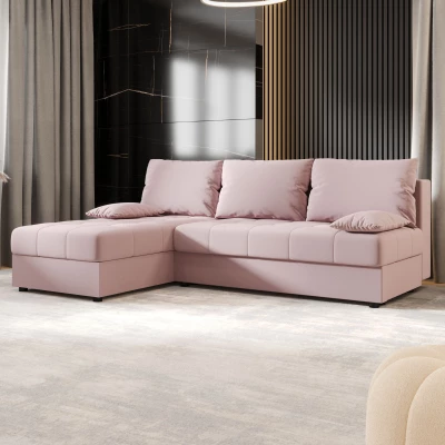 ADELINDE Eckschlafsofa - rosa, linke Ecke