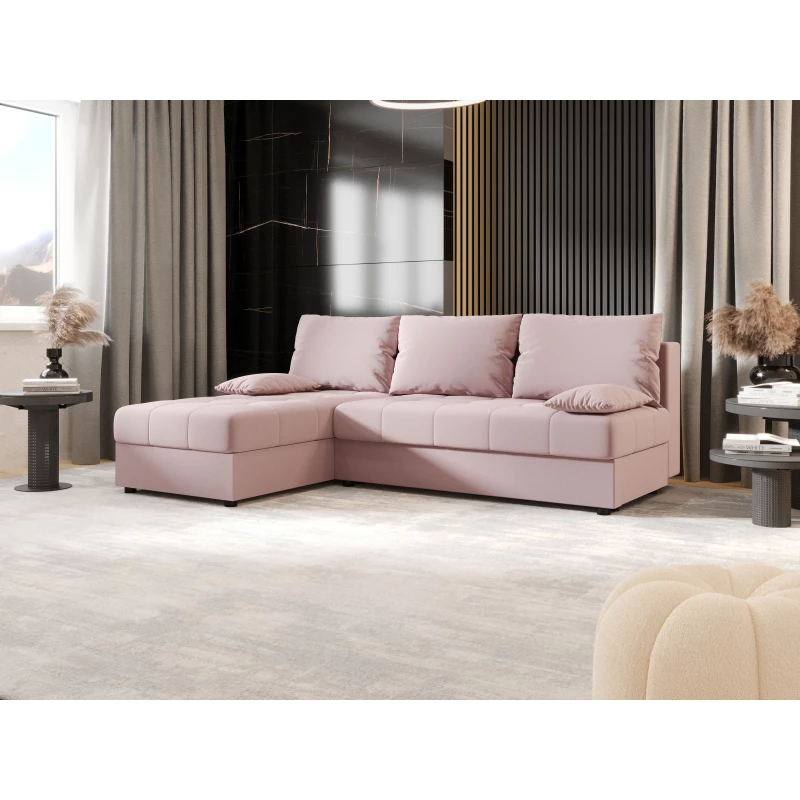 ADELINDE Eckschlafsofa - rosa, linke Ecke