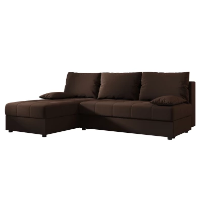 ADELINDE Eckschlafsofa – dunkelbraun, linke Ecke