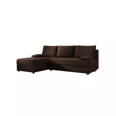 ADELINDE Eckschlafsofa – dunkelbraun, linke Ecke