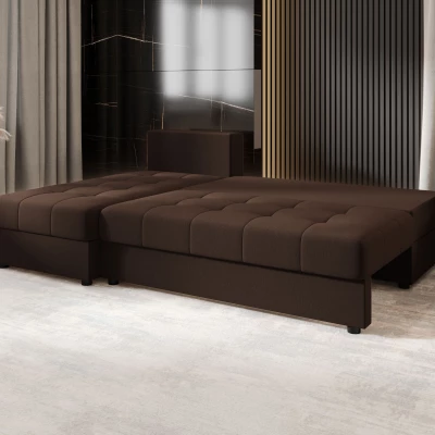 ADELINDE Eckschlafsofa – dunkelbraun, linke Ecke