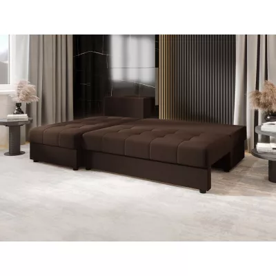 ADELINDE Eckschlafsofa – dunkelbraun, linke Ecke