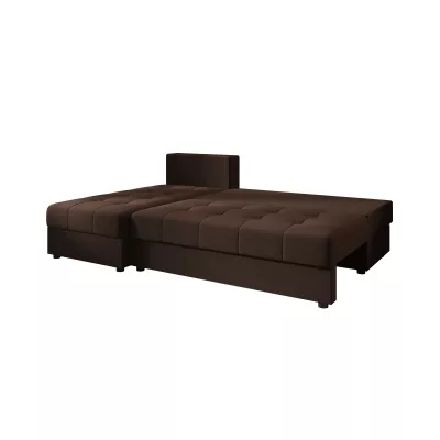 ADELINDE Eckschlafsofa – dunkelbraun, linke Ecke