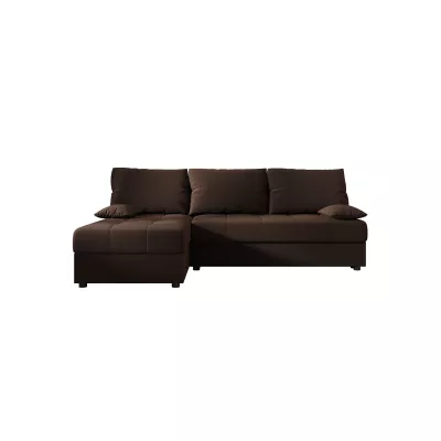 ADELINDE Eckschlafsofa – dunkelbraun, linke Ecke