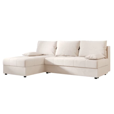 ADELINDE Eckschlafsofa – cremefarben, linke Ecke