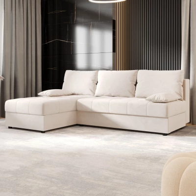 ADELINDE Eckschlafsofa – cremefarben, linke Ecke