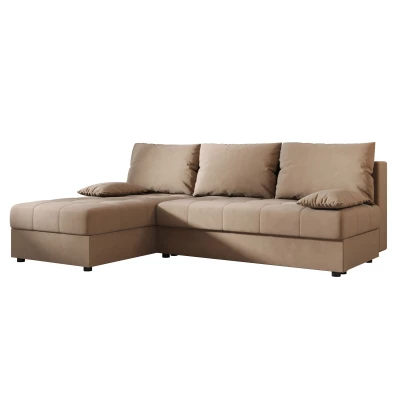 ADELINDE Eckschlafsofa - braun, linke Ecke