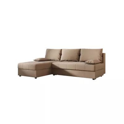 ADELINDE Eckschlafsofa - braun, linke Ecke