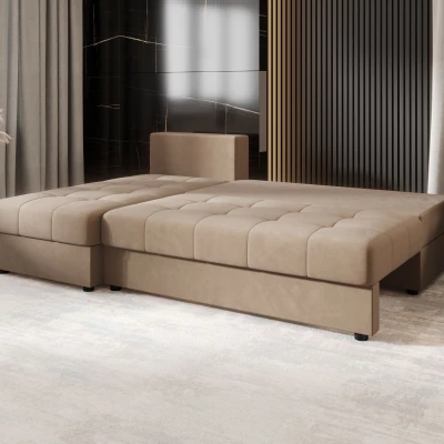 ADELINDE Eckschlafsofa - braun, linke Ecke