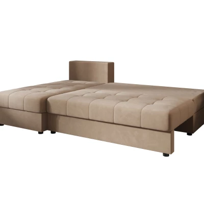 ADELINDE Eckschlafsofa - braun, linke Ecke