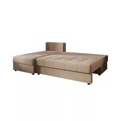 ADELINDE Eckschlafsofa - braun, linke Ecke