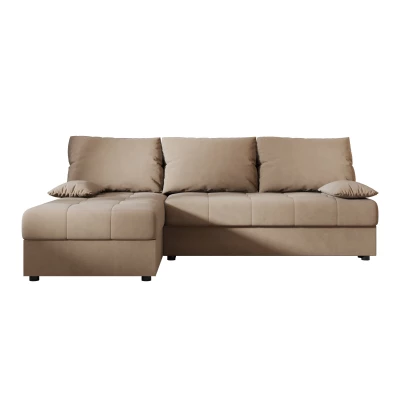 ADELINDE Eckschlafsofa - braun, linke Ecke