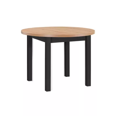 Runder Esstisch 100(180)x100 HELGA 4 - Eiche, handgefertigt / schwarz