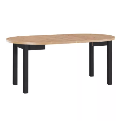 Runder Esstisch 100(180)x100 HELGA 4 - Eiche, handgefertigt / schwarz