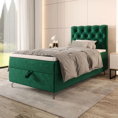 Gepolstertes Boxspringbett 120x200 ADRIA 2 - grün