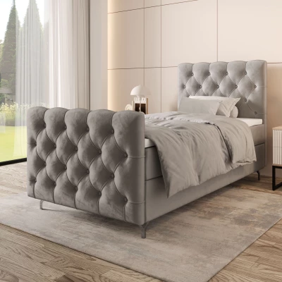 Gepolstertes Boxspringbett 90x200 ADRIA PLUS 2 - hellgrau