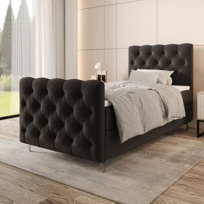 Gepolstertes Boxspringbett 90x200 ADRIA PLUS 2 - grau