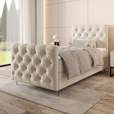 Gepolstertes Boxspringbett 100x200 ADRIA PLUS 2 - beige