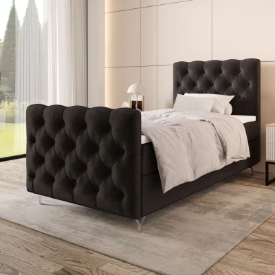 Gepolstertes Boxspringbett 100x200 ADRIA PLUS 2 - dunkelgrau
