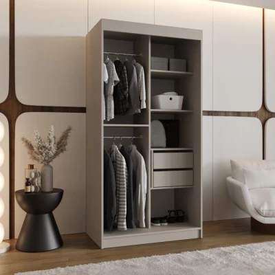 Kleiderschrank mit Schiebetüren 100 cm CASANDRA - Kaschmir