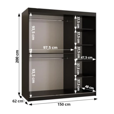 Kleiderschrank mit Schiebetüren 150 cm CASANDRA - Kaschmir