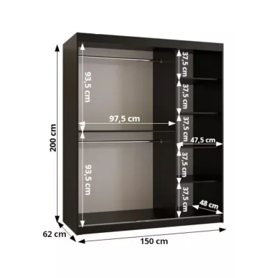 Kleiderschrank mit Schiebetüren 150 cm CASANDRA - Kaschmir