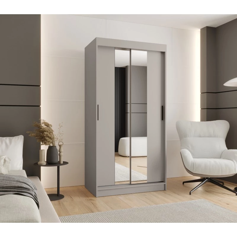Kleiderschrank 100 cm CASANDRA mit Spiegel - Kaschmir