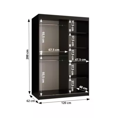 Kleiderschrank 120 cm CASANDRA mit Spiegel - Kaschmir