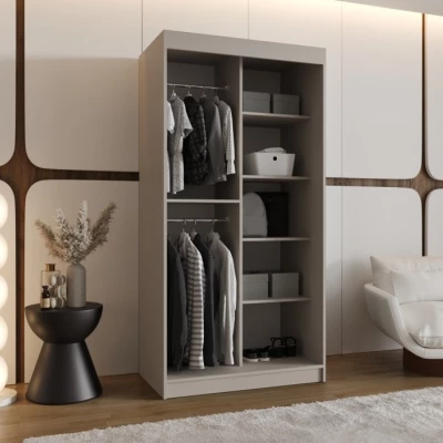 Zweitüriger Kleiderschrank 100 cm CASANDRA mit Spiegel - Kaschmir