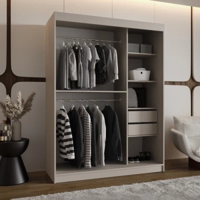 Zweitüriger Kleiderschrank 150 cm CASANDRA mit Spiegel - Kaschmir