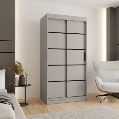 Schmaler Kleiderschrank 100 cm CASANDRA - Kaschmir / Schwarz