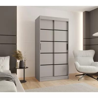 Schmaler Kleiderschrank 100 cm CASANDRA - Kaschmir / Schwarz