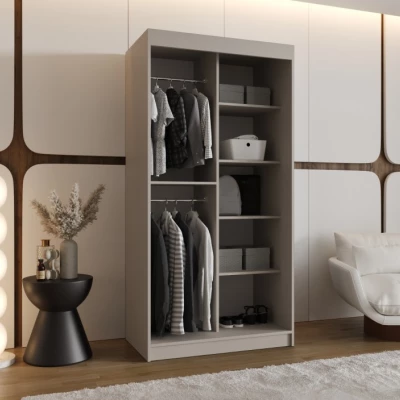 Schmaler Kleiderschrank 100 cm CASANDRA - Kaschmir / Schwarz