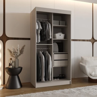 Schmaler Kleiderschrank 100 cm CASANDRA - Kaschmir / Schwarz
