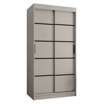 Schmaler Kleiderschrank 100 cm CASANDRA - Kaschmir / Schwarz