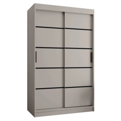 Schmaler Kleiderschrank 120 cm CASANDRA - Kaschmir / Schwarz