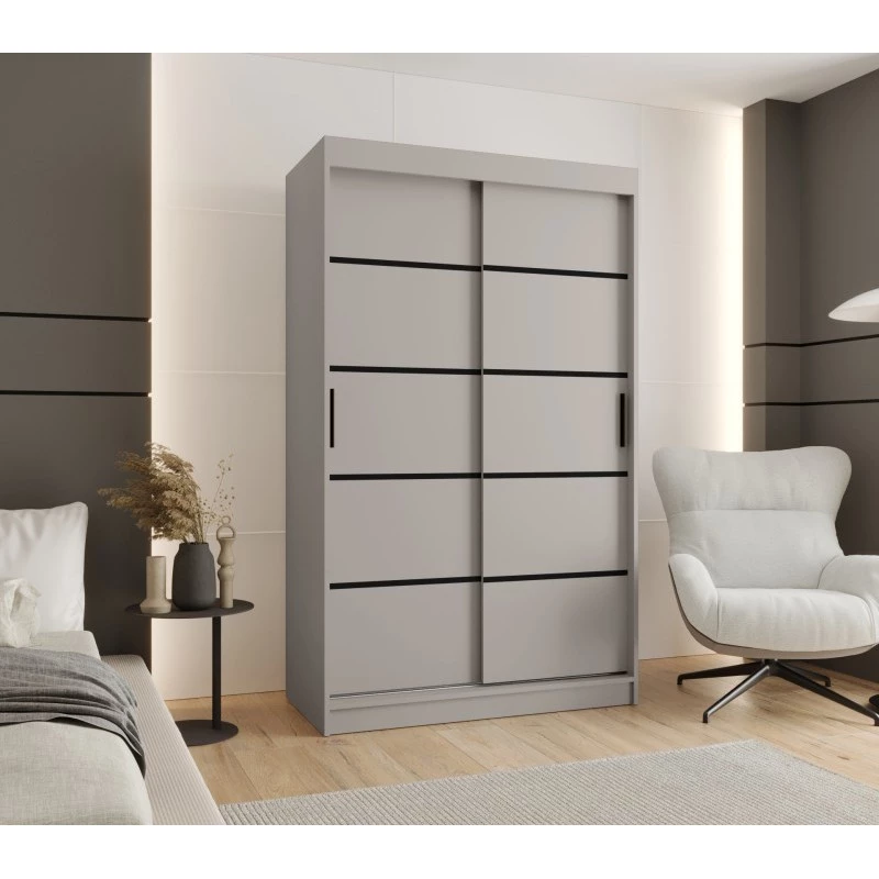 Schmaler Kleiderschrank 120 cm CASANDRA - Kaschmir / Schwarz