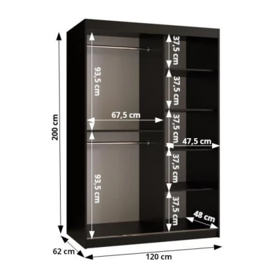Schmaler Kleiderschrank 120 cm CASANDRA - Kaschmir / Schwarz