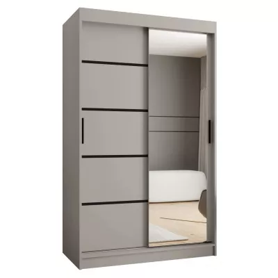 Schmaler Kleiderschrank 120 cm CASANDRA mit Spiegel - Kaschmir/Schwarz
