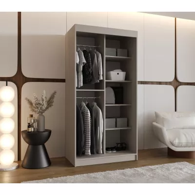 Schmaler Kleiderschrank mit Schiebetüren, 100 cm breit, CASANDRA – Kaschmir/Schwarz