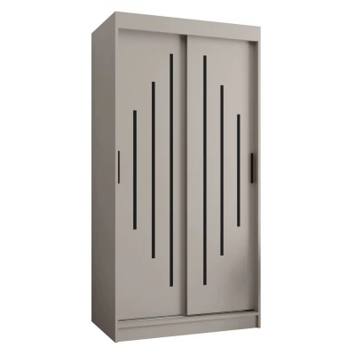 Kleiderschrank CASANDRA 100 cm mit Schiebetüren – Kaschmir/Schwarz