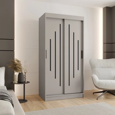 Kleiderschrank CASANDRA 100 cm mit Schiebetüren – Kaschmir/Schwarz